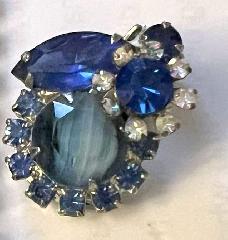 Blue Navettes Striped Earrings Clip