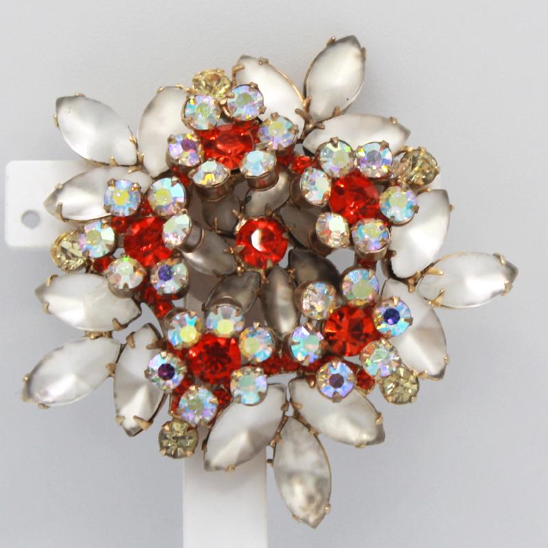 Front view of Multiple Colors Cabochons Frosted Brooch
