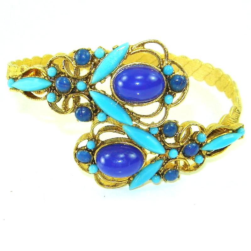 Front view of Blue Cabochons Striped Other