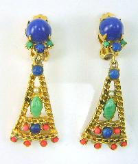 Multiple Colors Cabochons Striped Earrings Clip
