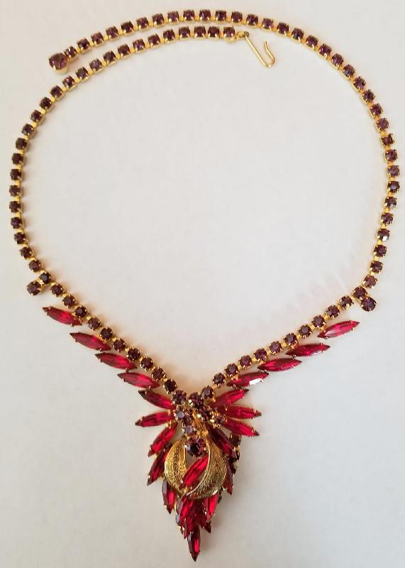 Front view of Red Navettes Necklace