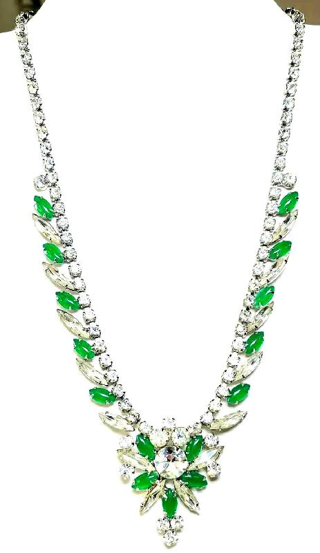 Front view of Green Cabochons Necklace