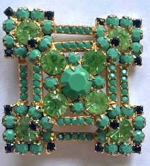 Green Chatons Only Brooch