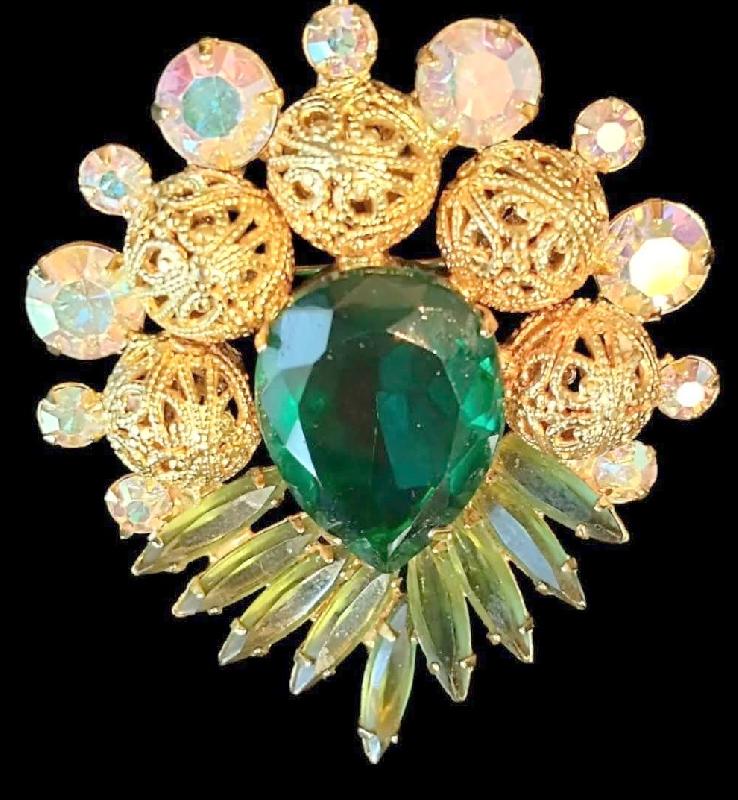 Front view of Green Pear Brooch