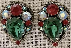Multiple Colors Pear Earrings Clip