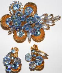 Blue Navettes Earrings Clip