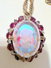 Red Oval Molded/Cut Pin Pendant