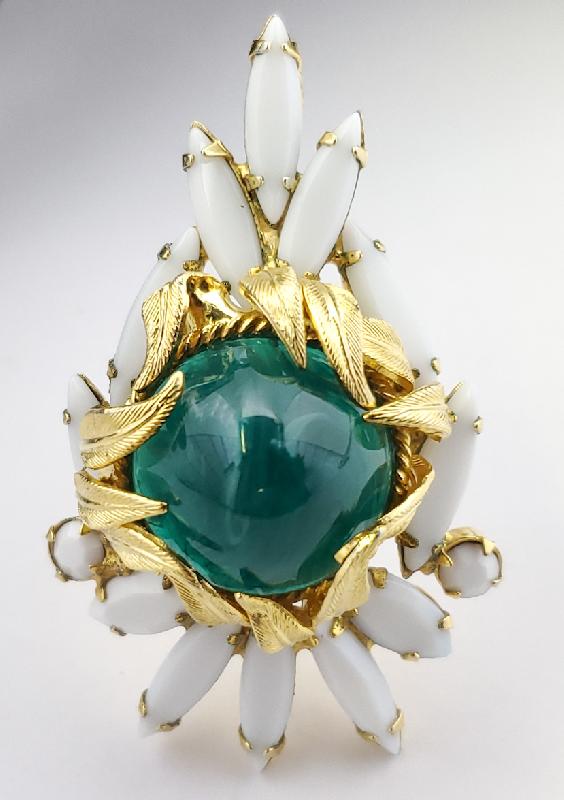 Front view of Green Cabochons Pin Pendant