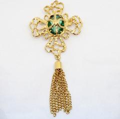 Green Cabochons Multi-Color/Shaded Brooch