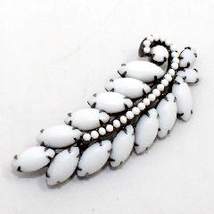 White (chalk Or Milk) Navettes Brooch