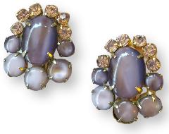 Purple (cardinal) Cabochons Earrings Clip