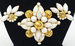 White (chalk Or Milk) Navettes Earrings Clip