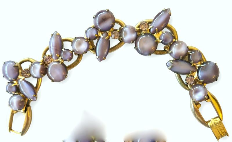 Front view of Purple (cardinal) Cabochons Bracelet 5 Link