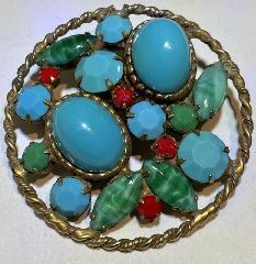 Multiple Colors Cabochons Striped Brooch