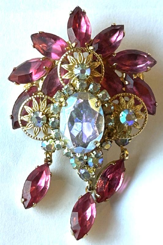Front view of Pink Oval Brooch
