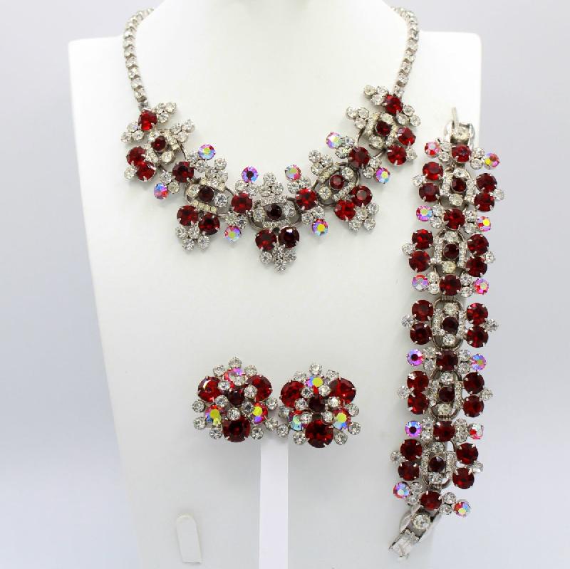 Front view of Red Chatons Only Necklace