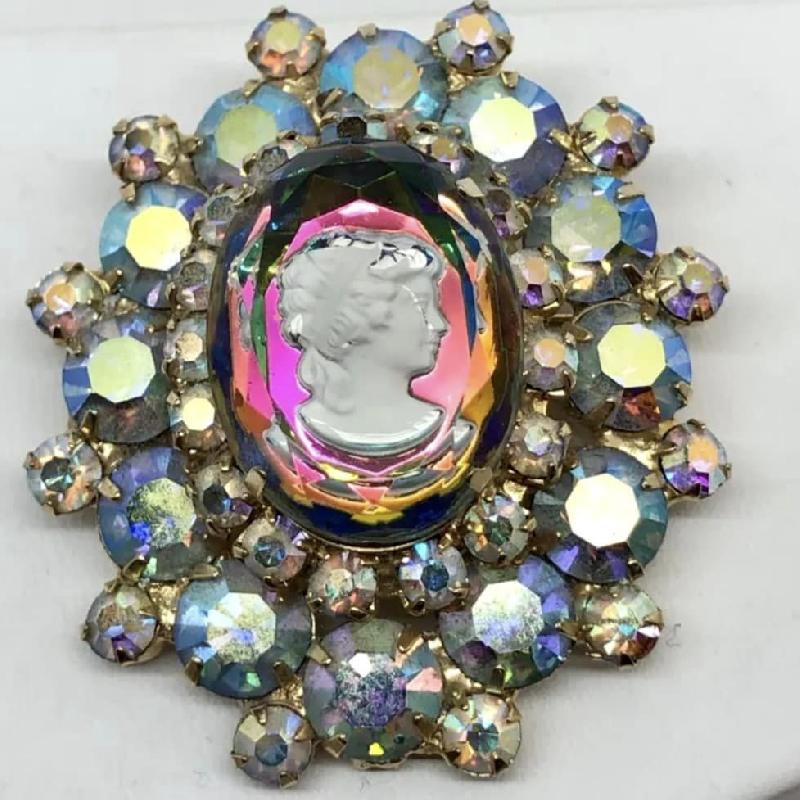 Front view of AB Cabochons Multi-Color/Shaded Brooch