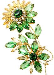 Green Navettes Brooch