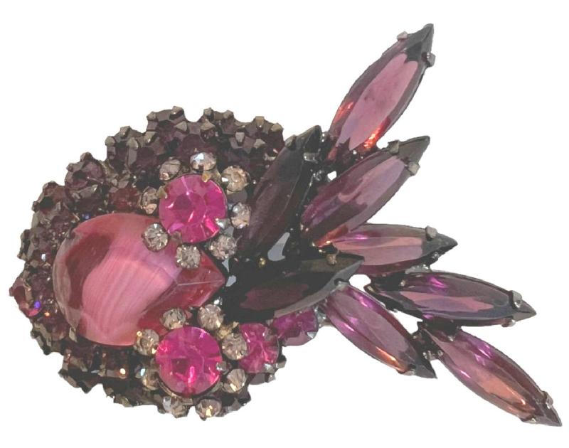 Front view of Multiple Colors Pear Givre Brooch