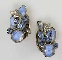 Blue Navettes Givre Earrings Clip