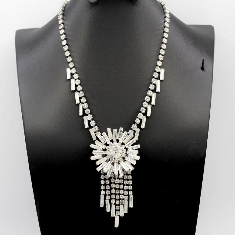 Front view of Clear Baguettes Necklace