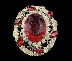 Red Oval Brooch