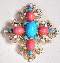 Multiple Colors Cabochons Brooch