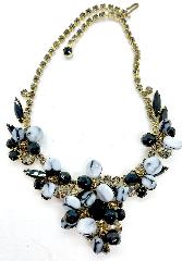 Black (jet) Navettes Striped Necklace