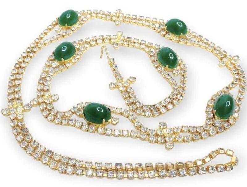 Front view of Green Cabochons Belt