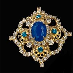 Blue Oval Brooch