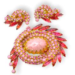Pink Cabochons Spotted Brooch