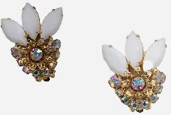 White (chalk Or Milk) Navettes Earrings Clip