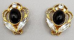 Black (jet) Cabochons Earrings Clip