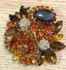 Fall Oval Multi-Color/Shaded Brooch