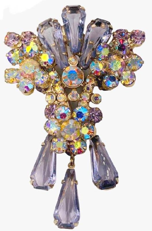 Front view of Purple (cardinal) Pentagon Brooch