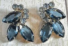 Blue Navettes Earrings Clip
