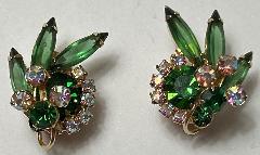 Green Navettes Earrings Clip