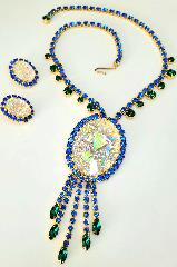 Blue Cabochons Molded/Cut Necklace