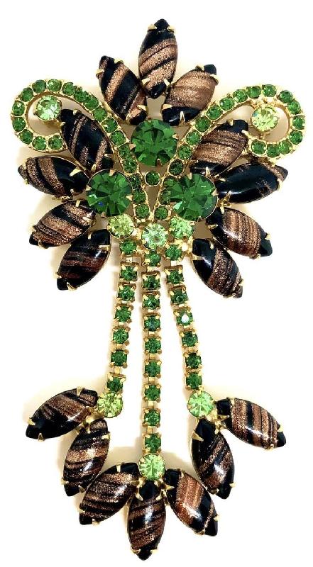 Front view of Multiple Colors Cabochons Striped Brooch