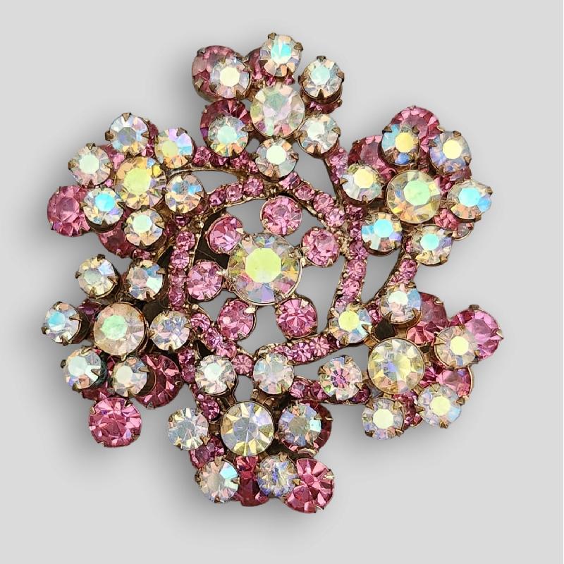Front view of Pink Chatons Only Brooch