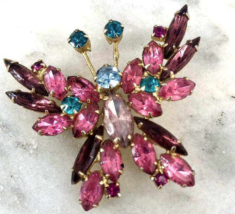 Front view of Multiple Colors Navettes Brooch