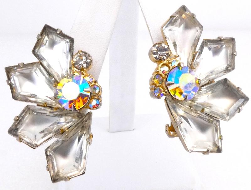 Front view of Clear Kite Frosted Earrings Clip