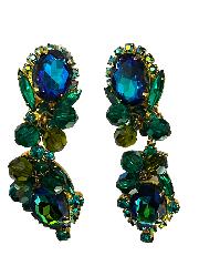 Multiple Colors Oval Multi-Color/Shaded Earrings Clip