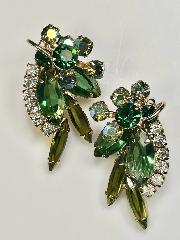 Green Navettes Earrings Clip
