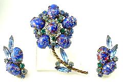 Blue Cabochons Spotted Brooch
