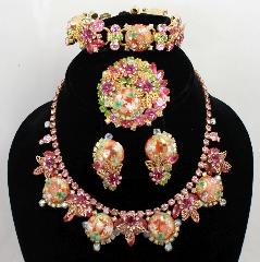 Pink Cabochons Painted (hand/Transfer) Bracelet 5 Link