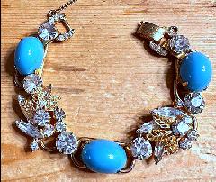Turquoise Cabochons Plastic Bracelet 5 Link