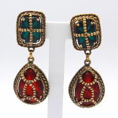 Multiple Colors Pear Earrings Clip
