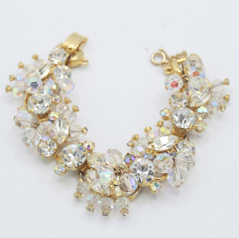 Front view of Clear Navettes Bracelet 5 Link