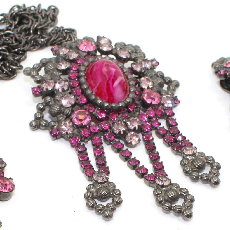 Front view of Pink Cabochons Plastic Pin Pendant
